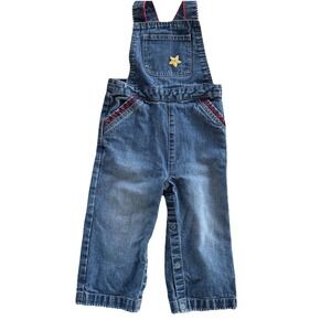 Vintage Y2K '02 Baby Gap Girls‎ Overalls Embroidered Around Edges Flower 18-24M